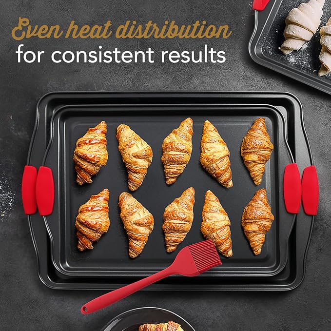 Baking Pan Set, 39 Piece Premium Baking Set, Nonstick Bakeware Sets BPA Free, Cookie Sheets for Baking Nonstick Set, Steel Baking Sheets for Oven with Muffin Pan, Cake Pan & Kitchen Utensils - Black