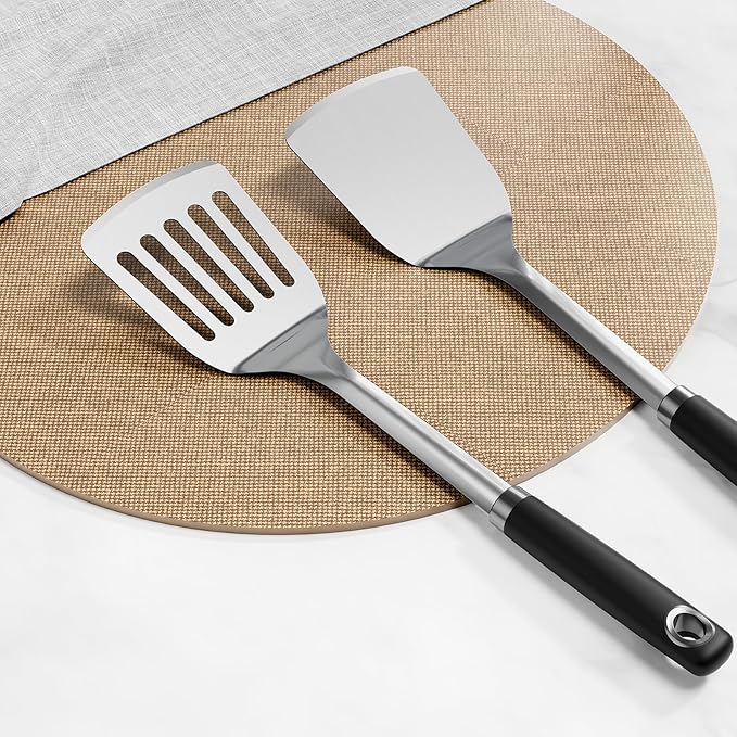 Stainless Steel Spatula Set, 1PC Heavy Duty Turner/Metal Spatula, High Heat Resistant Kitchen Cooking Utensils, Ideal Cookware for Frying Steak, Fish, Eggs or Pancakes