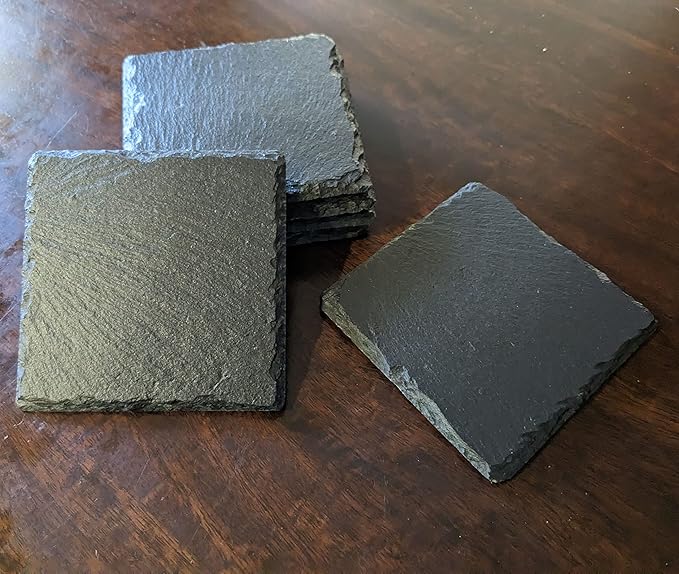Power & Protection: V-Twin Engine Coasters for Your Ride - Square Slate - Set of 6