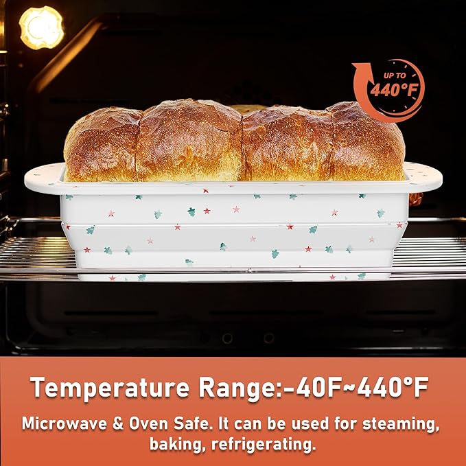 2 Packs Collapsible Silicone Loaf Pan with Metal Reinforced Frame, Bread Bakeware Pan for Homemade Bread, Non-Stick Silicone Baking Pan,Baking Mold (9"*4"*2.5", White, 2 Pieces)