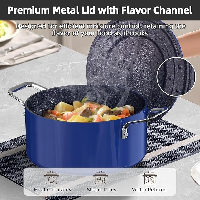 Nuwave Lux 13pc Forged Lightweight Cookware Set PFAS Free, Healthy G10 Duralon Ceramic Coating, Ultra Non-Stick, Stay-Cool Handles, Works on All Cooktops & Induction Ready
