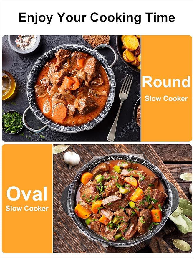 SMARTAKE Slow Cooker Liners, Extra Large Size 14"x 22" Disposable Cooking Bags, Fit 6QT to 10QT for Slow Cooker, Cooking Trays, Suitable for Oval & Round Pots, 15 Liners