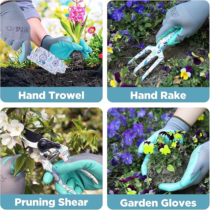 WORKPRO 5PCS Garden Tool Set, Aluminum Heavy Duty Gardening Tool Set with Bag, Outdoor Garden Hand Tools, Gardening Gifts