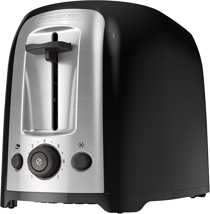 BLACK+DECKER 2-Slice Toaster, TR1278BD, Extra Wide Slots, 7 Shade Settings, 850 Watts, Frozen and Bagel Buttons