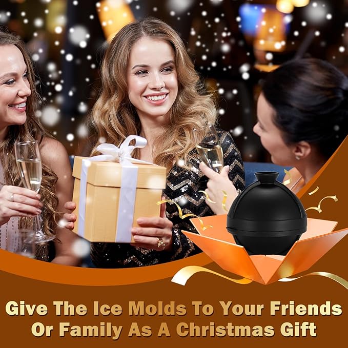 4 Pack Baseball Ice Cube Mold 2.5 Inch Large Silicone 3D Baseball Ice Cube Molds Fun Shapes Novelty Baseball Cube Molds Christmas Gifts for Cocktails, Bourbon, Brandy, Whiskey (4, Baseball)
