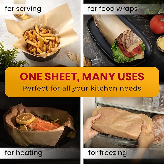 125 Pcs 9x13 Inch Parchment Paper Sheets by Baker's Signature | Parchment Baking Paper, Unbleached Parchment Paper - Perfect for Baking, Precut Non-Stick Sheets, Eco-Friendly, Will Not Curl or Burn