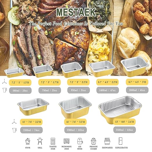7"x5" Sturdy Foil Pans with Snap-On Lids (5 Pack) | 2X Thicker Heavy Duty Reusable 31oz | Grill Oven Microwavable Multi-Use Pot | Disposable Aluminum Tin for Baking Cooking