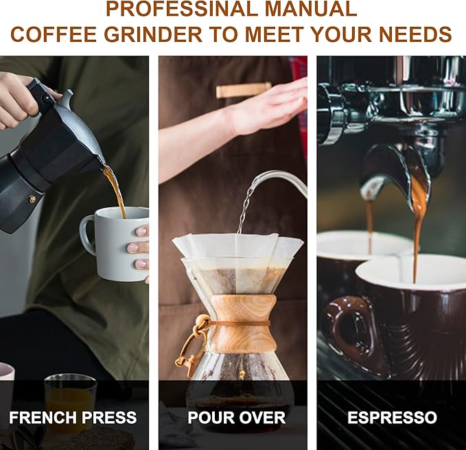 M6 Manual Coffee Grinder,Beautiful Design for Women,Smooth Grinding & Labor Saving,Portable Mini Hand Coffee Grinder for Espresso Pour Over French Press at Home or Camping Travling,Red