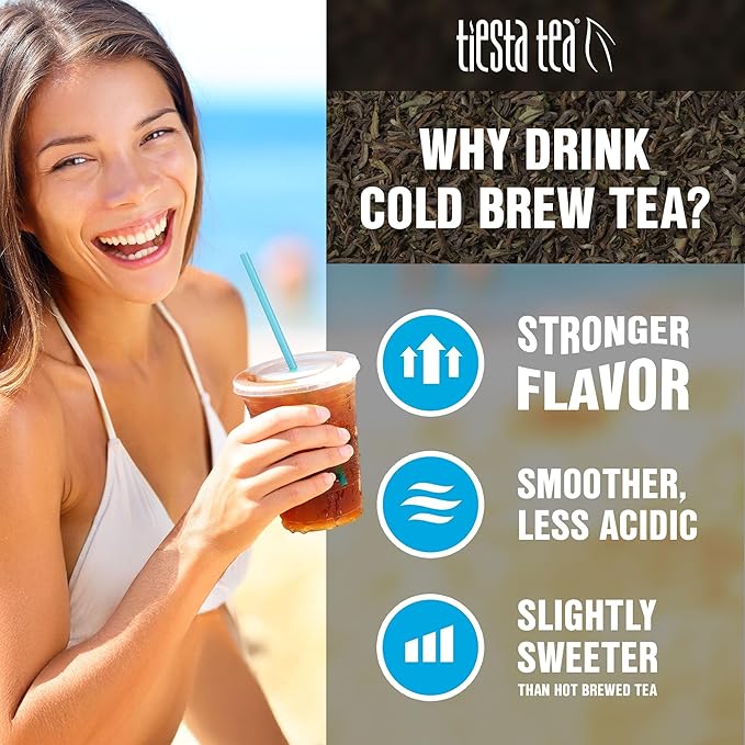 Tiesta Tea - Lemon Black Cold Brew, Loose Leaf, Lemon Citrus Black Tea, Premium High Caffeinated Blend, Cold Brew Packets, Makes 64 oz of Pitcher Per Bag (Pack of 10)