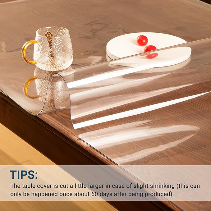 Clear Table Cover Protector Rectangle 12x36 Inch, 1.5mm Transparent Plastic Table Protector Waterproof, Anti-Scratch Clear Desk Mat for Office Desktop Dresser Dining Table, FDA Compliant