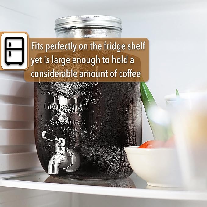 BTaT- Cold Brew Coffee Maker, 1 Gallon, Black, Mason Jar Cold Brew Maker, Cold Brewer Coffee Maker, Cold Brew Mason Jar Coffee Maker, Cold Brew Tea Maker, Iced Coffee Maker, Coffee Cold Brew Maker