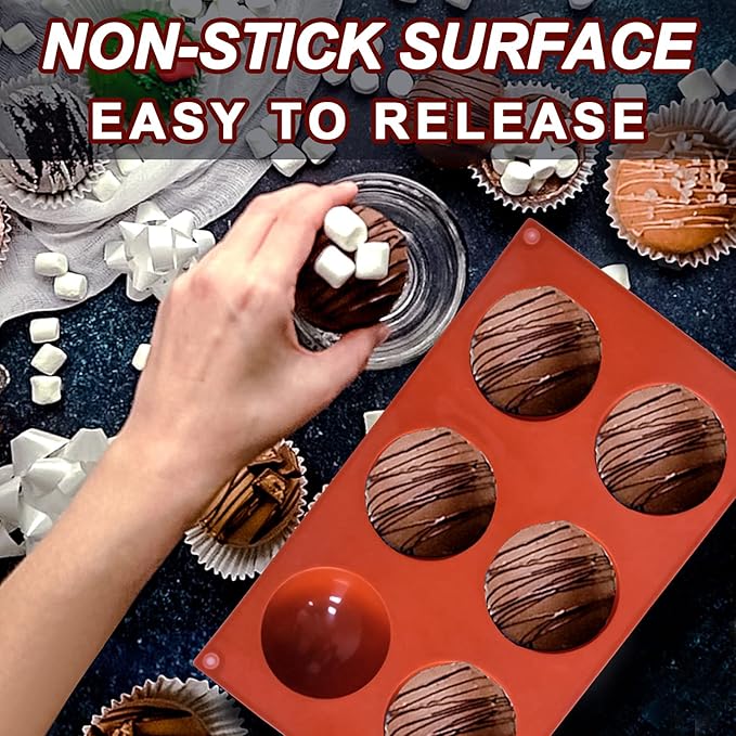 Semi Circular Silicone Molds, Non-Stick Silicone Chocolate Molds,3 Packs Baking Molds for Making Chocolate, Cake, Jelly, Desert, Biscuit, Dome Mousse (6 Cups, 15 Cups and 24 Cups)