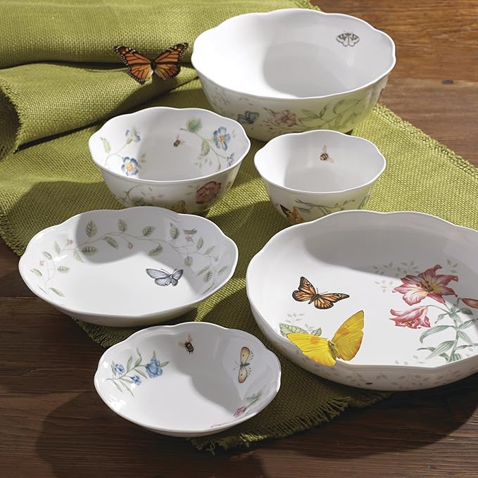 Lenox 6101836 Butterfly Meadow Fruit Bowl, white body, 1 Count (Pack of 1)