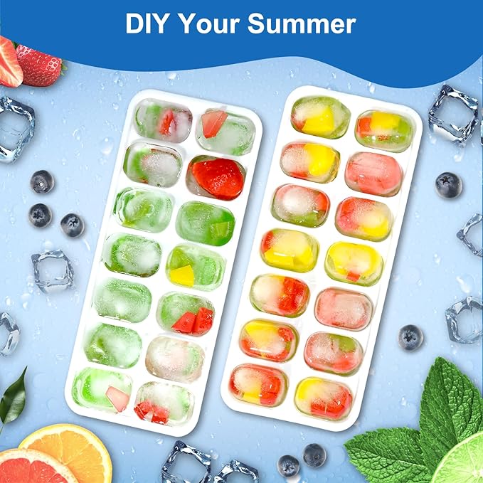 Ice Cube Tray, Ice Cube Trays for Freezer 3 Pack with Lids, Ice Tray Easy-Release, Ice Trays for Freezer Stackable, Silicone Ice Cube Tray for Drinks, Coffee - BPA-Free and Odor-Free