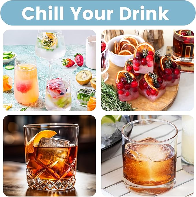 Large Silicone Ice Cube Tray 3Pack, SAWNZC Big Square Ice Cube Molds for Whisky Cocktail, Ice Maker Tray with Lid for Freezer, Easy Release (3, Blue-Green-Yellow)