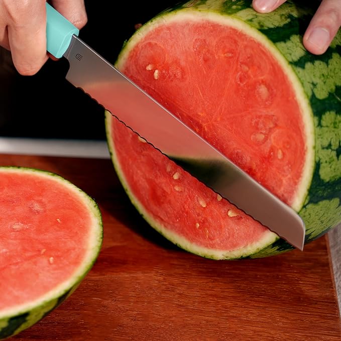 7.5" Serrated Bread Knife for Homemade Bread, Razor Sharp AR-RPM9 Steel & Innovative Wavy Edge, Professional Serrated Knife for Sourdough Bread Cake, Gift for Baker Home Chefs