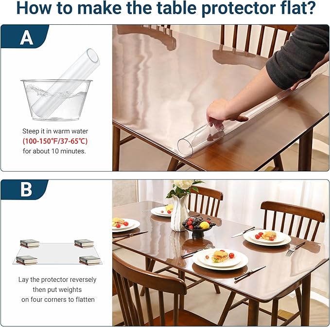 Clear Table Cover Protector Rectangle 42 x 60 Inch, 2.0mm Transparent Plastic Table Protector Waterproof, Anti-Scratch Clear Desk Mat for Office Desktop Dresser Dining Table, FDA Compliant