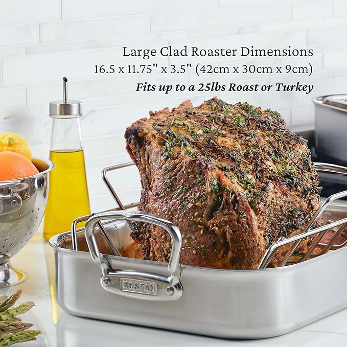 Hestan Provisions – 16.5" Classic Clad Roaster with Stianless Steel Rack