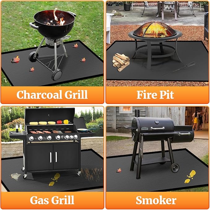 48 ×30 inches Under Grill Mat / Fire Pit Mat Fireproof Waterproof Oil-Proof, Fireproof Mat Fireplace Mat BBQ Mat Protect Mat for Deck Patio Grass Outdoor Charcoal, Flat Top, BBQ Smokers, Gas Grills