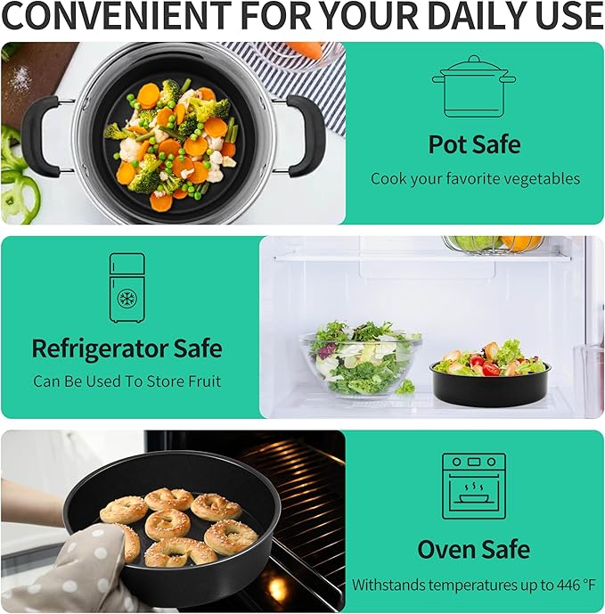 P&P CHEF Non-stick Cake Pan Set of 4, 8 Inch Round Baking Cake Pans Tins for Tier Smash Cakes, Non-Toxic & Solid, Stainless Steel Core & Leak-Proof, 4Pcs