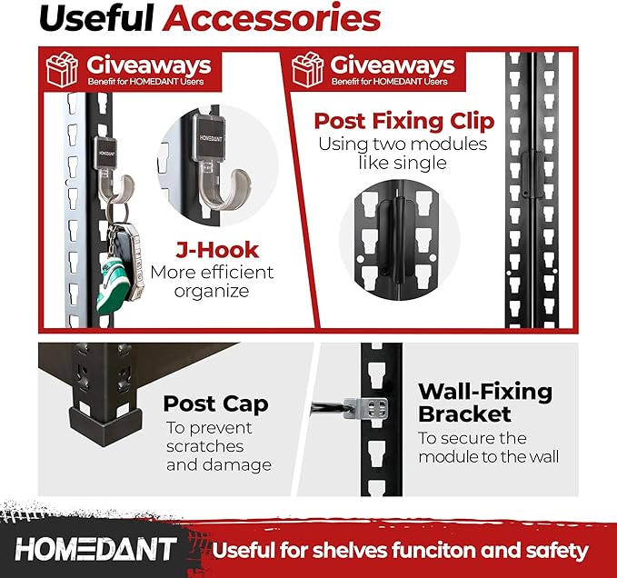 HOMEDANT 5-Tier Laminated Boltless Heavy Duty Metal Shelving Unit Adjustable Garage Storage Utility Rack Shelves Organization Multipurpose Shelf Warehouse Industrial 39.8" W x 18.2" D x 71.3" H 2Pack