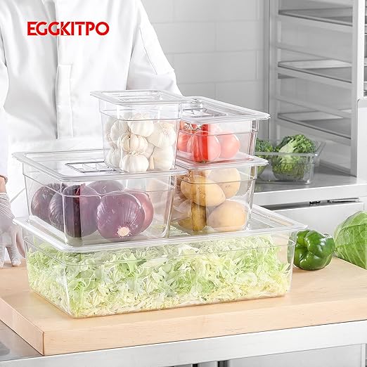 6 PCS Lids Universal 1/2 Size Polycarbonate Clear Food Pan Lids with Handle Dishwasher Safety Food Storage Container Cover for Party Food Prep Table Hotel BPA Free