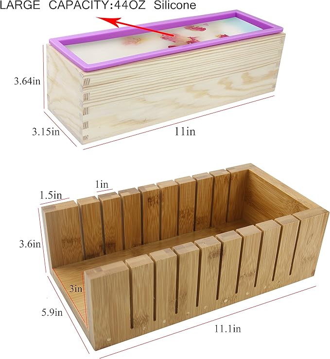 Silicone soap molds -Soap Cutting Tool Set Wooden Bamboo (Shrink Wrap Bags 3)