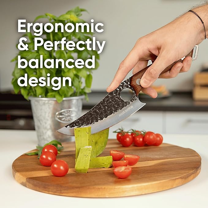 Matsato Chef Knife - Perfect Kitchen Knive for Cooking, Chopping. Japanese Steel Knife for Home, BBQ. For Balance & Control, 6.3 Inch
