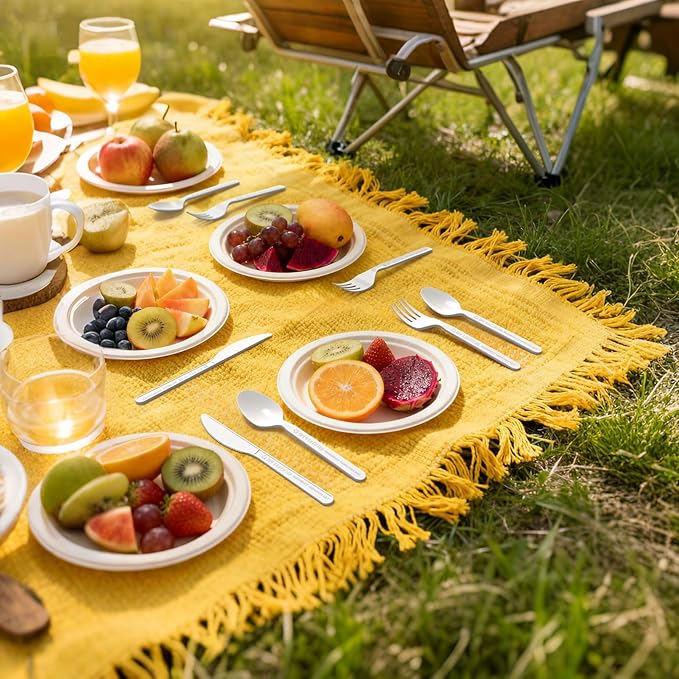 Gezond 100 Count 100% Compostable Cutlery Set 50 Forks and 50 Spoons, No Plastic Biodegradable PLA Disposable Forks and Spoons Eco-friendly Utensils Suitable for Party Picnic Office Everyday Use