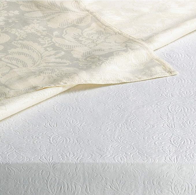 Home Bargains Plus Quilted Heavy Duty Table Pad Protector with Flannel Backing, Cut to Fit, Heat Resistant, Wipe Clean, Protects Table from Spills and Scratches, White, 60” x 102” Rectangle