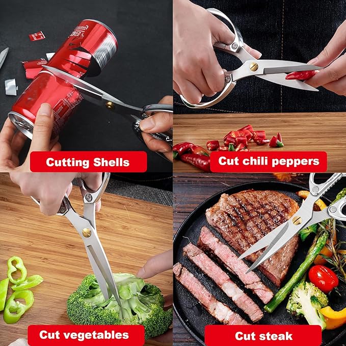 2 Pack Kitchen Shears,Heavy Duty Stainless Steel All-Purpose Poultry Meat Scissors for Cooking-Dishwasher Safe