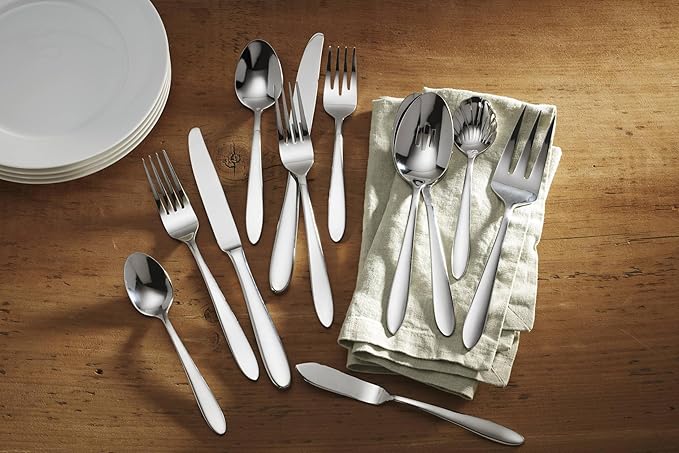 Oneida Mooncrest 65-Piece Flatware Set, Service for 12 Silver