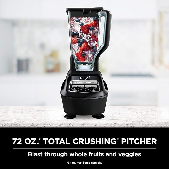 Ninja Mega Kitchen System, 1500W, 72 oz. Full-Size Blender & 8-Cup Food Processor with (2) 16 oz. To-Go Cups, Total Crushing Technology - Smoothies, Ice Crushing, Purees, Dough & More, Black, BL770