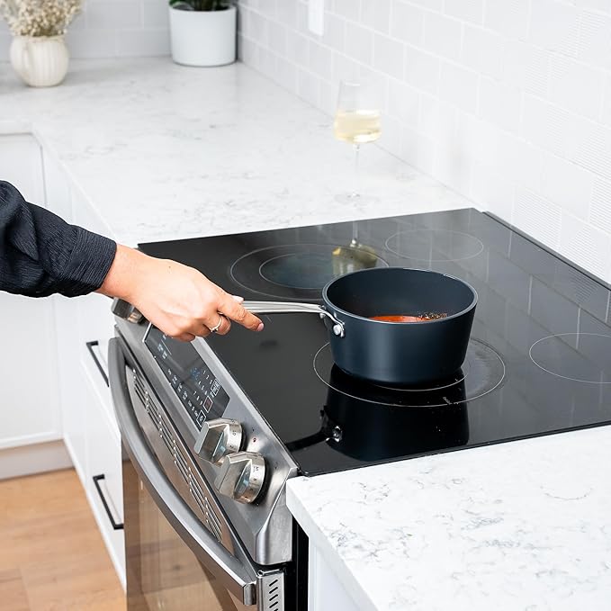Alva Maestro 2QT Ceramic Nonstick Saucepan with Lid – Non-Toxic Easy to Clean Pot, Oven Safe, and Induction Ready – Belgian-Designed for Effortless, Healthy Everyday Cooking