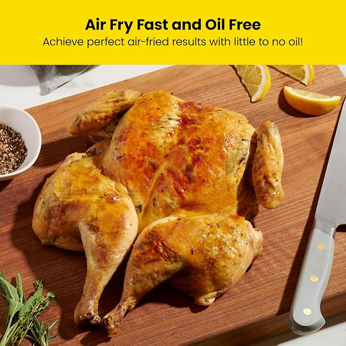Chefman Digital Air Fryer, Large 5 Qt Family Size, One Touch Digital Control Presets, French Fries, Chicken, Meat, Fish, Nonstick Dishwasher-Safe Parts, Automatic Shutoff, Black
