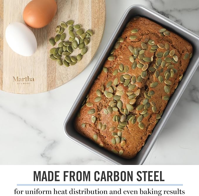 Martha Stewart Gallen 9 Inch Nonstick Carbon Steel Loaf Pan - Silver