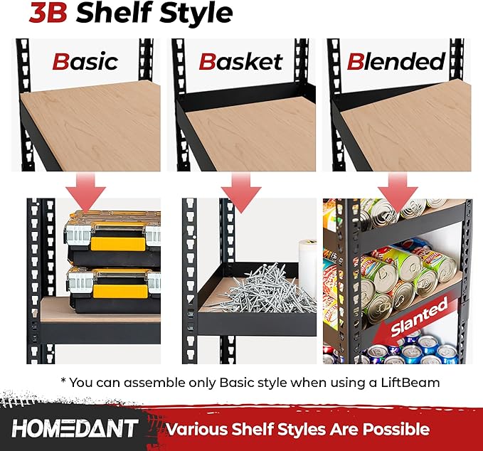 HOMEDANT 5 Tier Laminated Boltless Heavy Duty Garage Storage Adjustable Wide Size Metal Shelving Unit Utility Rack Shelves Organization Multipurpose Shelf Shed Warehouse 47.7"W x 18.2"D x 71.3"H 4Pack
