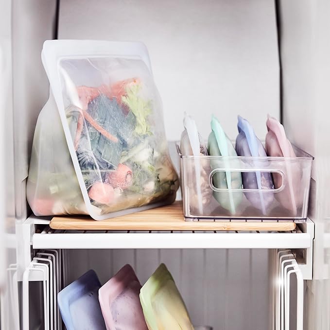 Stasher Premium Silicone Reusable Food Storage Stand-Up Bag Mega, Clear, Microwave, Sous Vide, Dishwasher, Oven and Freezer Safe, BPA Free, Leak-free, Eco-friendly, 104 Oz