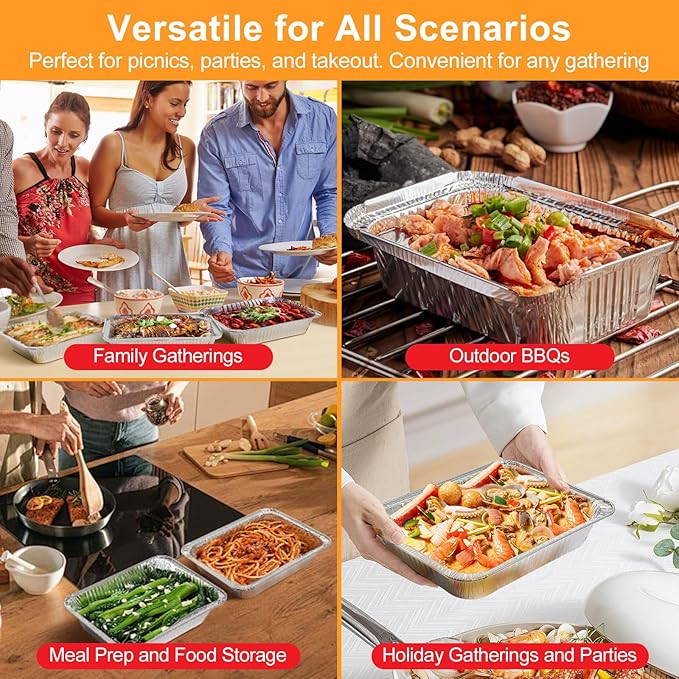 Notwoe® 50pc Disposable Aluminum Pans With Lids, 7x5 Combo Set, Disposable Baking and Cake Pan. (50 Pack w/Lids)