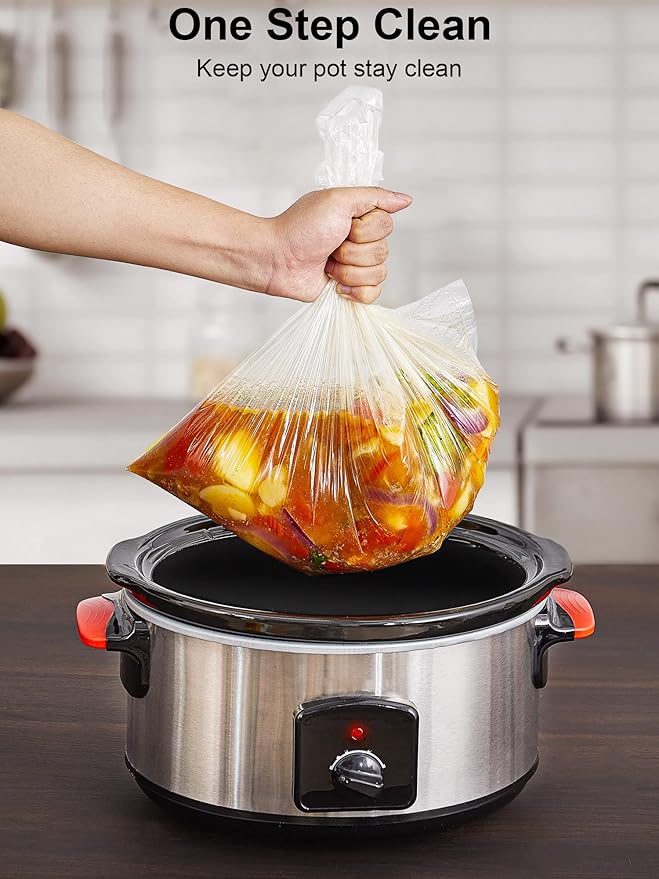 SMARTAKE Slow Cooker Liners, Large Size 13"x 21" Disposable Cooking Bags, Fit 3QT to 8QT for Slow Cooker, Cooking Trays, Suitable for Oval & Round Pots, 10 Liners