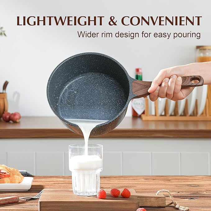 SENSARTE Nonstick Sauce Pan with Lid Saucepan Set, Swiss Granite Coating Sauce Pot Kitchen Cooking Pot, Induction Comptable, Free of Intentionally Added PFOA, 2 + 2.5 QT