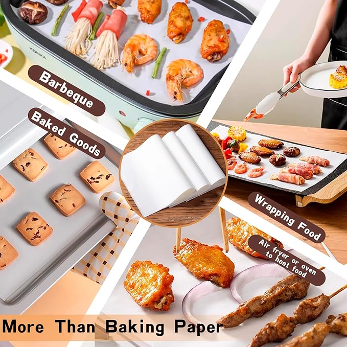 Parchment Sheet 300Pcs,Parchment Paper Sheets 9x13In Non-Stick Baking Paper,Precut Parchment Paper for Baking, Cooking, Grilling, Frying and Steaming, Fit for Quarter Sheet Pans