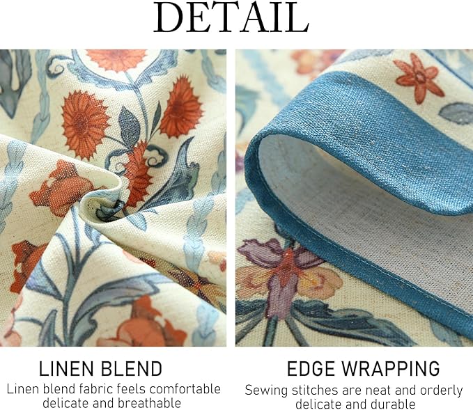 ISAENNE Designer Linen Elegant Table Cloth for Rectangle Table,Colorful Floral Bohemian Tablecloth,Wrinkle Resistant Decor Tablecloths for Dining Thanksgiving Kitchen,55"*79"-Floralsea A