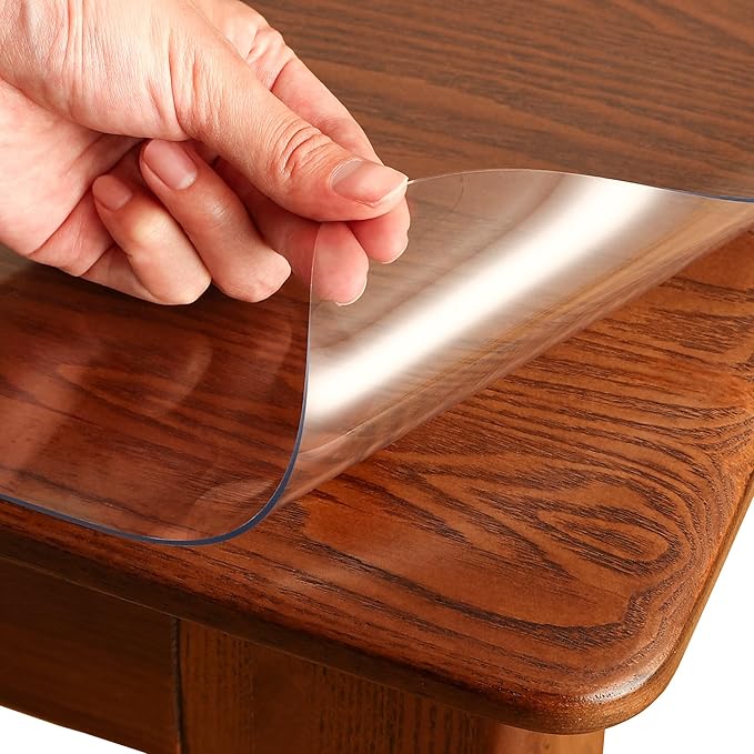 Clear Table Cover Protector Rectangle 16x32 Inch, 1.5mm Transparent Plastic Table Protector Waterproof, Anti-Scratch Clear Desk Mat for Office Desktop Dresser Dining Table, FDA Compliant