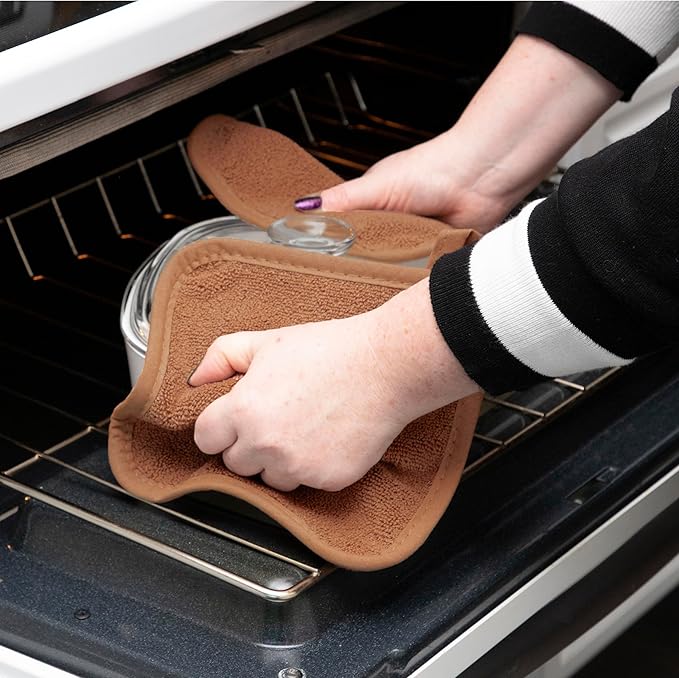 RITZ Terry Potholder & Hot Pad: Unparalleled Heat Resistant, Durable 100% Cotton – Ergonomically Designed for Optimal Grip – Easy-Care Machine Washable – 2-Pack, Copper