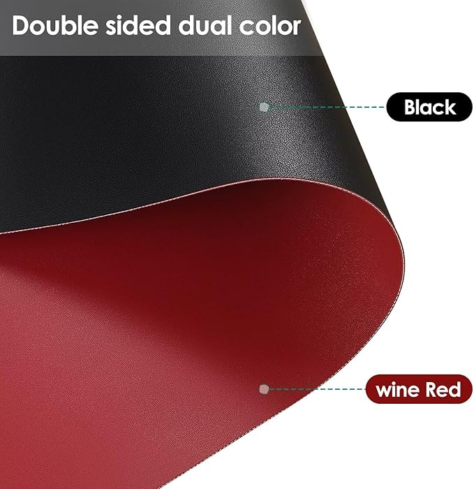 Dining Table Cover for Dining Room Table - Can Be Used On Both Sides Waterproof and Easy to Clean Good Flatness Used for Dining Table(Black+Wine Red 44x60)