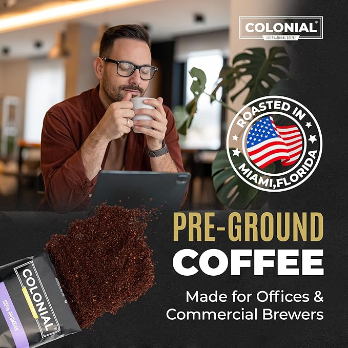 Colonial Coffee 32 Count Single Pot Coffee Packets – 100% Arabica Decaf Colombian Medium Roast | Pre-Measured Frac Packs for 12 Cup Maker | Bulk Ground Gourmet Coffee for Home & Office