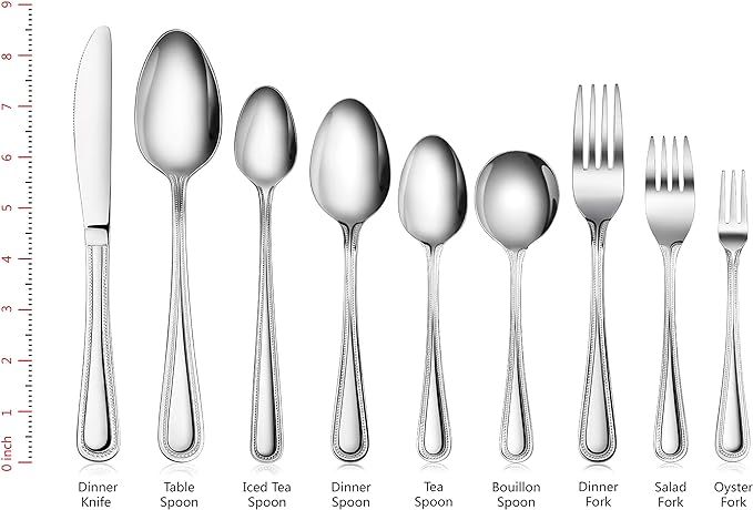 New Star Foodservice 1029710 Bead Pattern, 18/0 Stainless Steel, Bouillon Spoon, 6.3-Inch, Set of 12