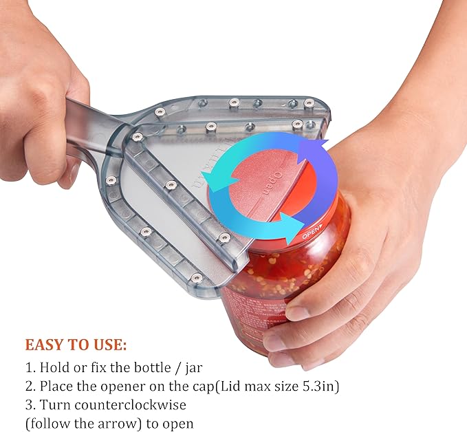 Jar Opener for Weak Hand & Seniors with Arthritis,Easy Twist Off Bottle Caps,Patent | Unique Kitchen Gadgets, Christmas Gifts for Elderly/Women/Men (Orange)