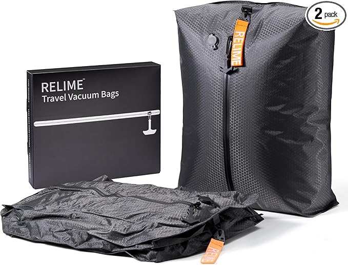 Classic Series Vacuum Bags for Travel Luggage(2 PC No Pump), Compression Bags for Carry On Suitcases and Backpack, Vacuum Seal Packing cube for Cloth Packing